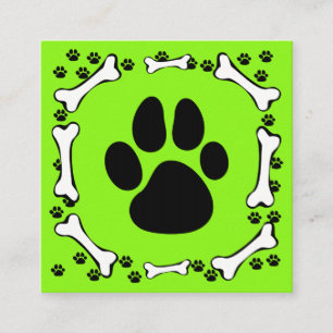Cute Dog Paws and Bones Pet Service Square Business Card