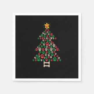 Cute Dog Paws Print Christmas Tree - Paw Print Sta Napkin