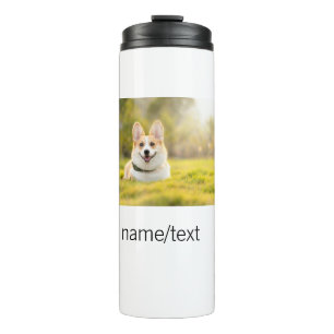 Cute dog pet add name text editable dog mum dad gi thermal tumbler