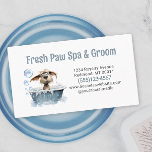 Cute Dog Pet Grooming Bath Service Business Card
