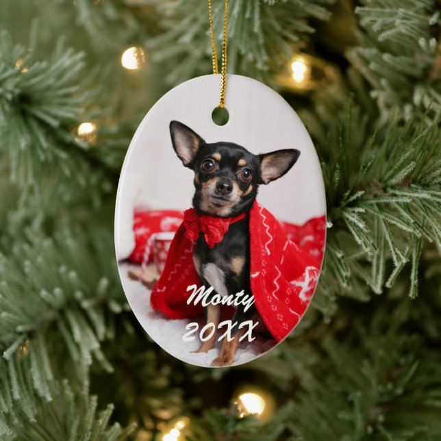 Cute Dog Pet Photo Ceramic Ornament (Tree)