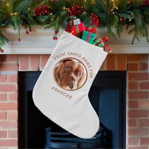 Cute Dog Pet Photo White Christmas Stocking