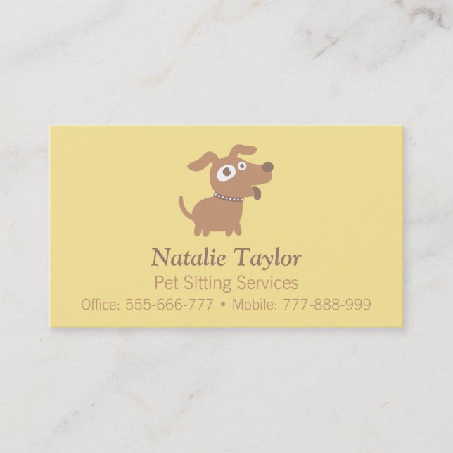 Cute Dog Pet Sitter Services Business Cards (Front)