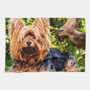 Cute Dog Pet Yorkie Peace Love Destiny Fun Art Tea Towel