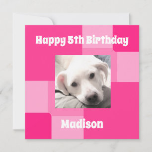  Cute Dog Photo 5th Birthday Pink Card