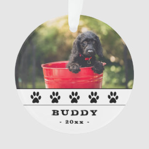 Cute Dog Photo Black Paws Holiday Keepsake Ornament
