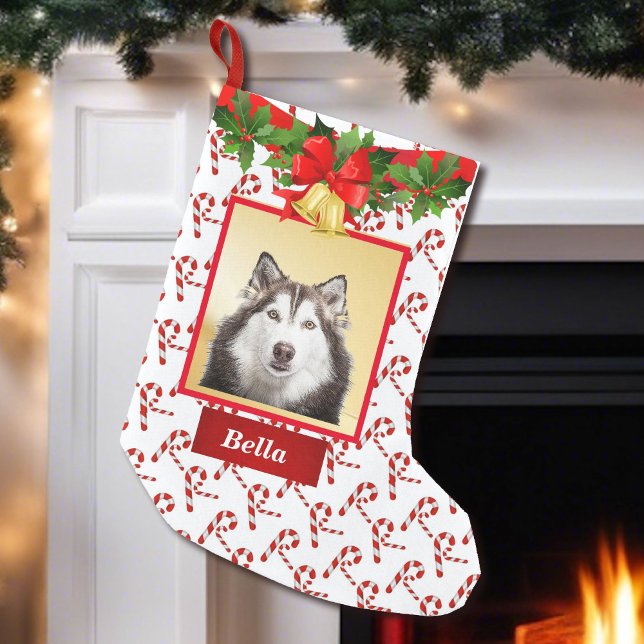 Cute Dog Photo Christmas Stocking Custom Name (Creator Uploaded)