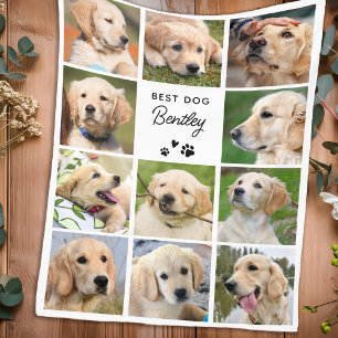 Cute Dog Photo Collage Personalised Simple Picture Fleece Blanket
