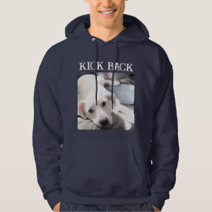 Cute Dog Photo Kicking Back with Paw on Dad Funny` Hoodie