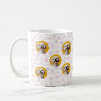 Cute Dog Photo Paw Pattern Coffee Mug