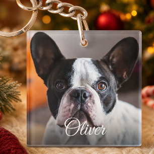 Cute Dog Photo Script Name Pet Lover Key Ring