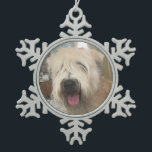 Cute dog photo template snowflake pewter christmas ornament<br><div class="desc">Cute dog photo template</div>
