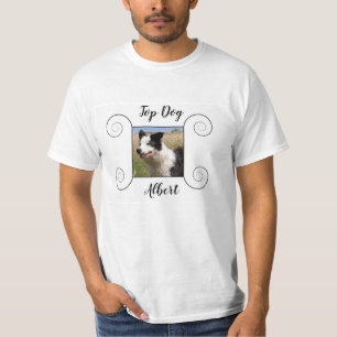 Cute dog photo with hand drawn frame and your text T-Shirt