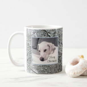 Cute Dog Photo with Snowy Winter Theme Background Coffee Mug
