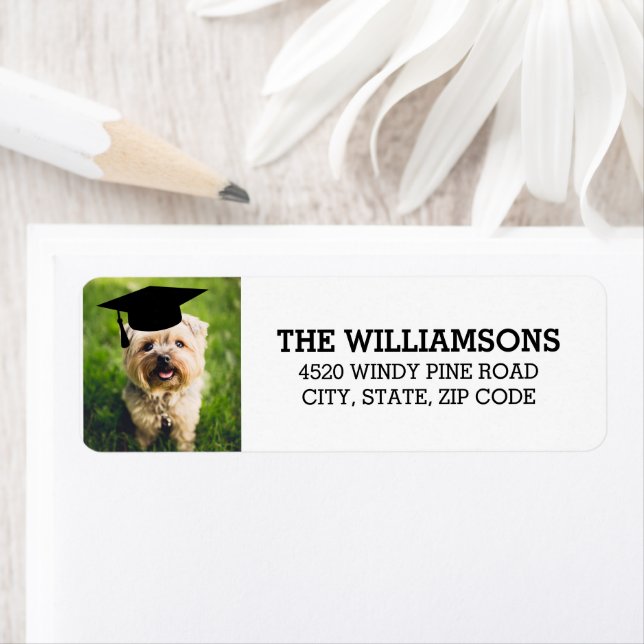 Cute Dog PhotoGraduation Return Address Label (Insitu)