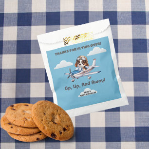 Cute Dog Pilot Flying Aeroplane Boy First Birthday Favour Bag