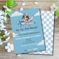 Cute Dog Pilot Plane Clouds,Travel First Birthday