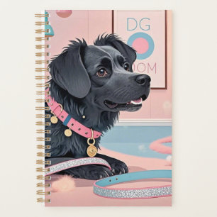 Cute dog pink blue bling dog mum planner