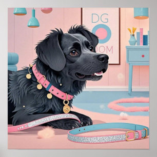 Cute dog pink blue bling dog mum  poster