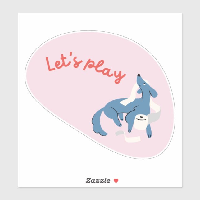 Cute dog, pink, "let's play!" (Sheet)