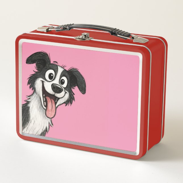 Cute Dog pink lunchbox  (Front)