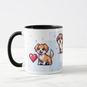 Cute dog pixel art mug perfect for dog lovers!