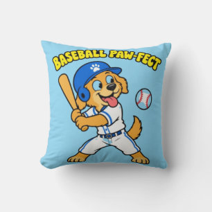 Cute Dog Playing Baseball Paw fect Funny Sports Pu Cushion