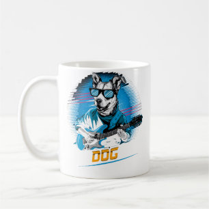 Cute Dog Playing Bass Guitar Tee Animal Playing Gu Coffee Mug