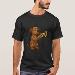Cute Dog Playing Trumpet, Funny Dog Trumpet T-Shirt