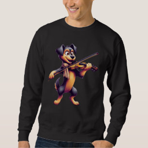 Cute Dog Playing Violin Dogs Musician Music Sweatshirt