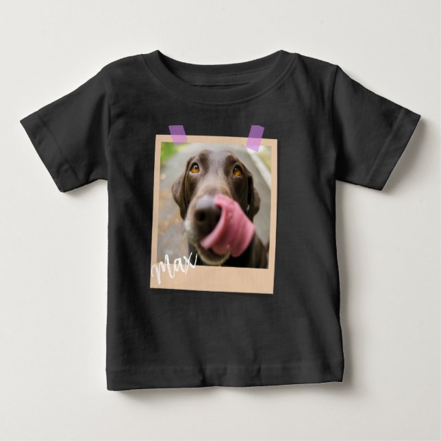 Cute Dog Polaroid Photo Art Baby T-Shirt (Front)