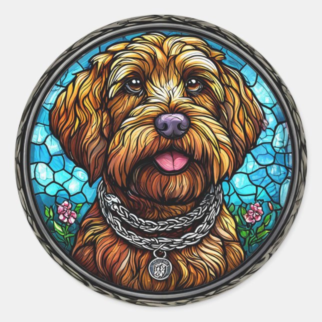 Cute dog portrait classic round sticker (Front)