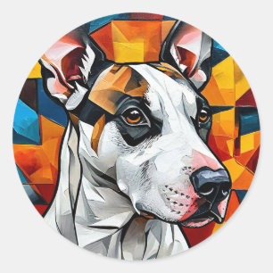 Cute dog portrait classic round sticker