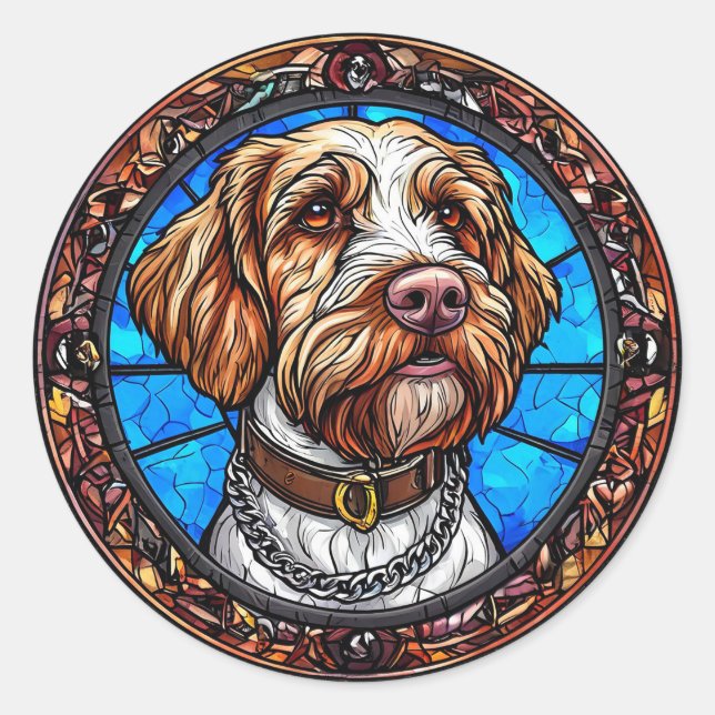 Cute dog portrait classic round sticker (Front)