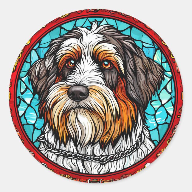 Cute dog portrait classic round sticker (Front)