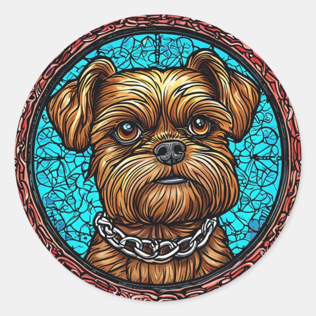 Cute dog portrait classic round sticker (Front)