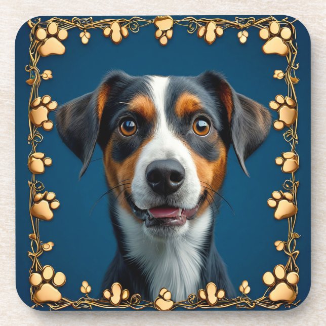 Cute dog portrait coaster (Front)