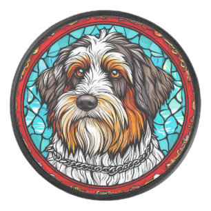 Cute dog portrait hockey puck