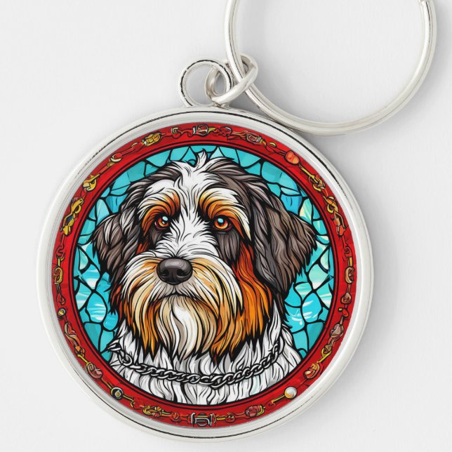 Cute dog portrait key ring (Front)