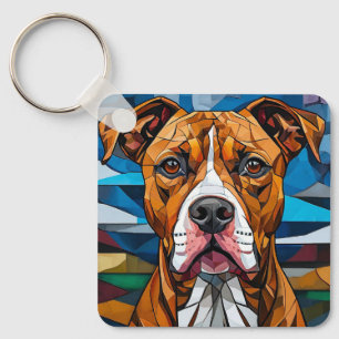 Cute dog portrait key ring