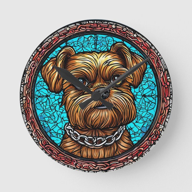 Cute dog portrait round clock (Front)