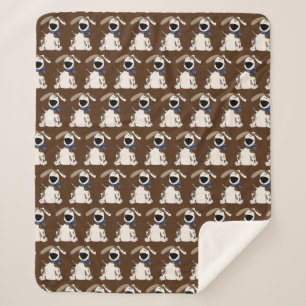cute dog print on brown sherpa blanket