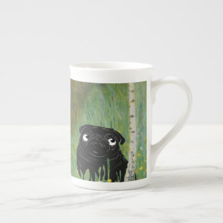 Cute Dog Pug Gustav Klimt Forest Bone China Mug