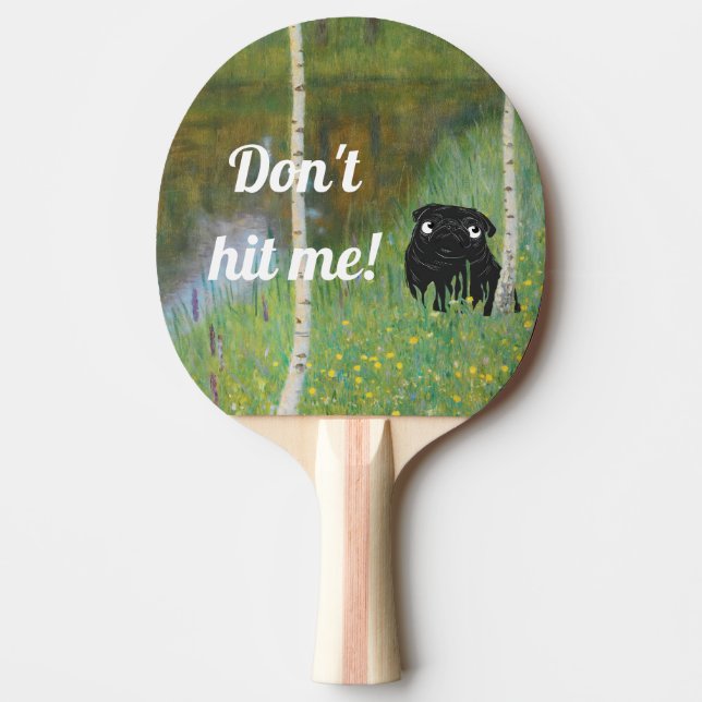 Cute Dog Pug Gustav Klimt Forest Ping Pong Paddle (Front)