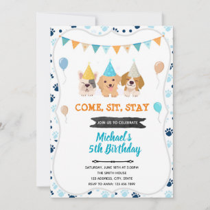Cute dog puppy birthday invitation
