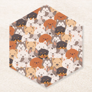 Cute Dog Puppy dogs paw pet Seamless Pattern Paper Coaster
