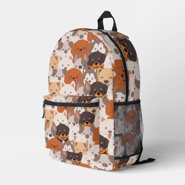 Cute Dog Puppy dogs paw pet Seamless Pattern Printed Backpack (Back Corner Right)