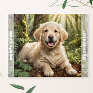 Cute Dog Puppy Golden Retriever Custom Name Jigsaw Puzzle