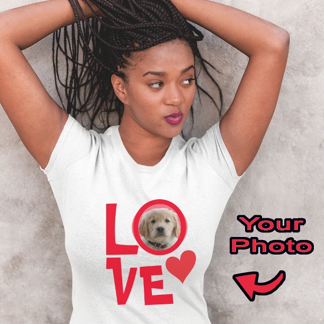 Cute Dog Puppy Love Personalised Photo  T-Shirt (Creator Uploaded)