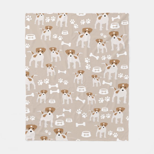 Cute Dog Puppy Paw Prints Pattern Fleece Blanket (Front)